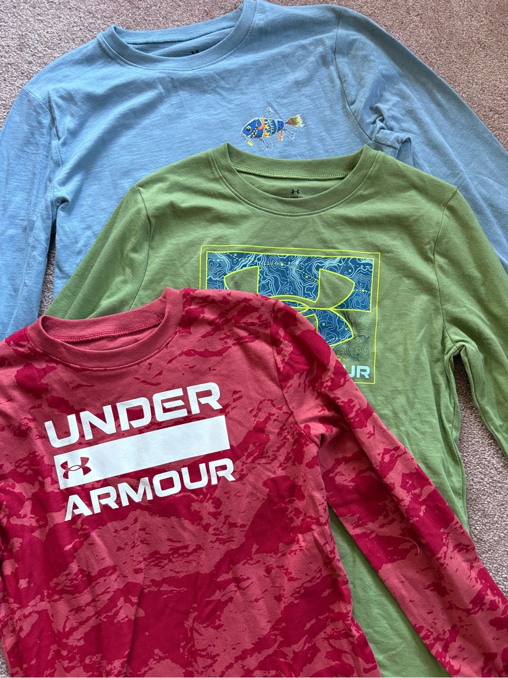 Under Armour Kids Boys set of 3 graphic long sleeve shirts size medium NWT
